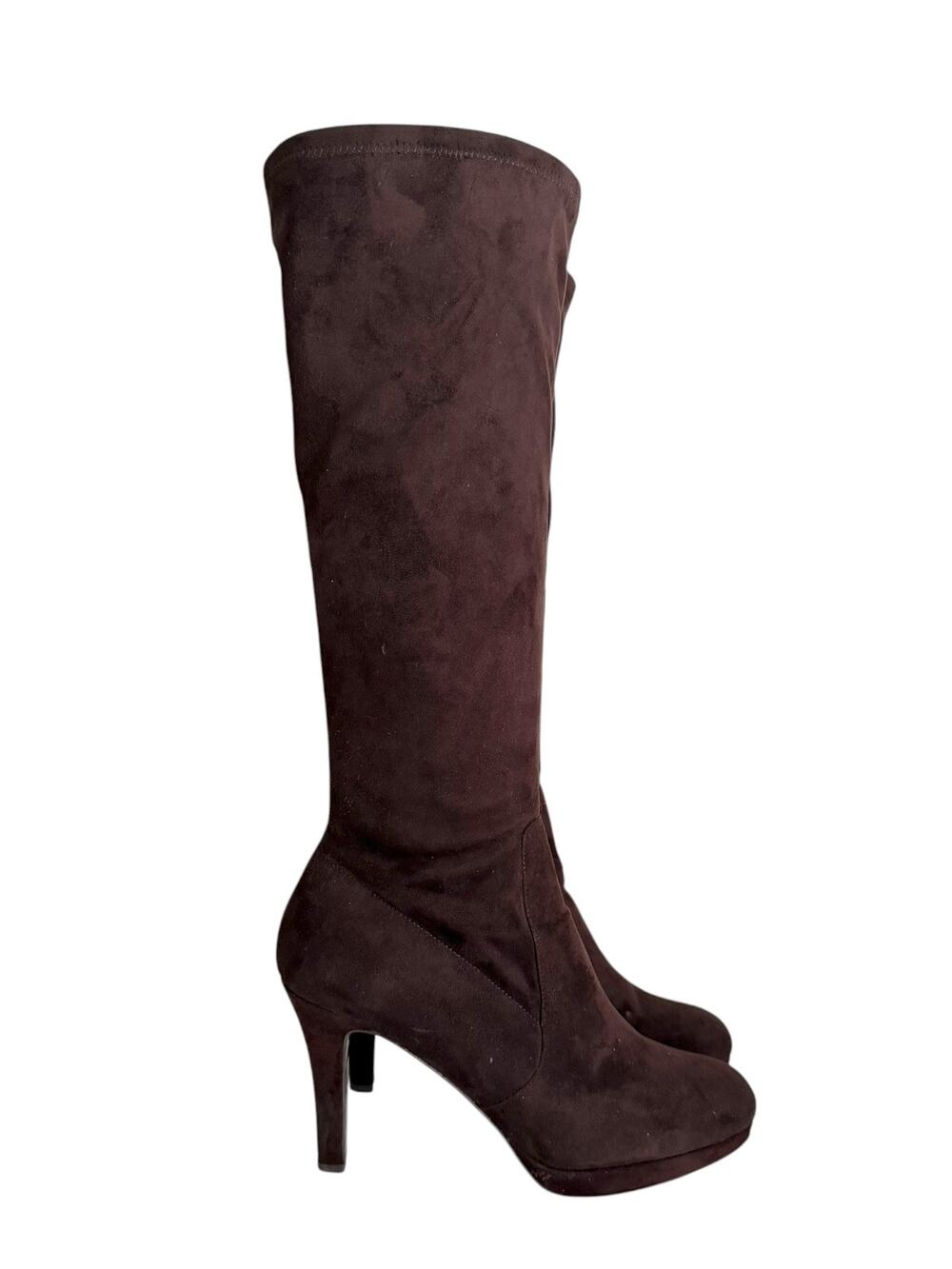 Tahari Connie Espresso Brown Knee High Boots Women's 9.5M Faux Suede Platform
